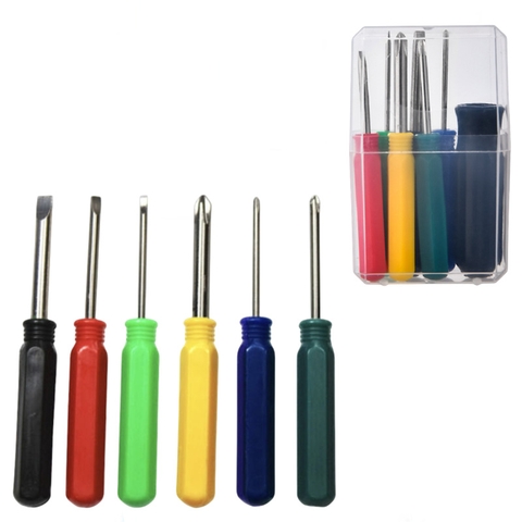 Bộ 6 Tua Vít 6 Màu Đựng Trong Hộp Nhựa 6x10Cm Trọng Lượng 68G