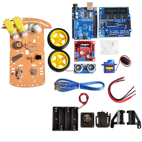 Bộ Robot Tránh Vật Cản 3 Bánh RBB – Kit Arduino Uno R3 Chip Dán Tự Ráp Cho Học Tập & STEM