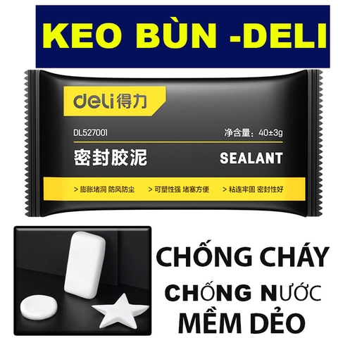Keo Bùn Deli DL527001 Màu Trắng Bịt Lỗ Thủng Lỗ Điều Hoà Chống Cháy Chống Thấm Nước 2x7x14CM Nặng 40G