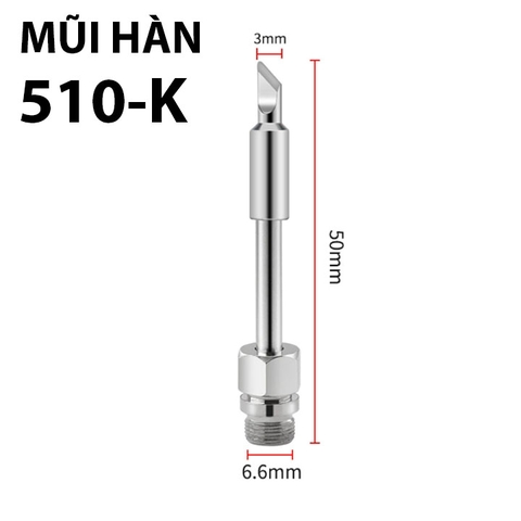 Đầu Mũi Hàn 510 Màu Bạc Thay Cho Máy Hàn L001 Kích Thước 6.7x51MM