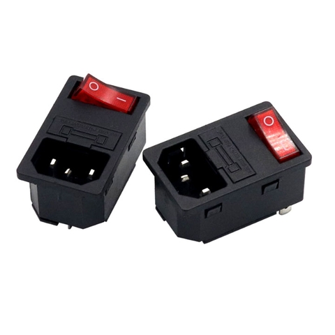 Ổ Cắm Công Tắc Nguồn AC Có Đèn Có Cầu Chì 10A 250VCC