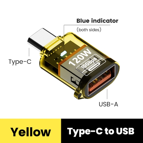 Đầu Chuyển Type-C Sang USB 3.2 OTG 10Gbps 120W - Cổng USB-A Cái Hỗ Trợ Sạc Nhanh, Truyền Dữ Liệu