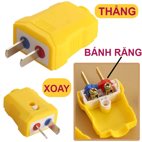 Phích Cắm 2 Chân Xoay Công Suất Cao 16A Đồng Nguyên Chất XA263