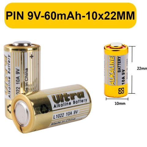 Pin Điều Khiển AL 9V Vàng 9V10A L1022 60mAh Kích Thước10x22MM