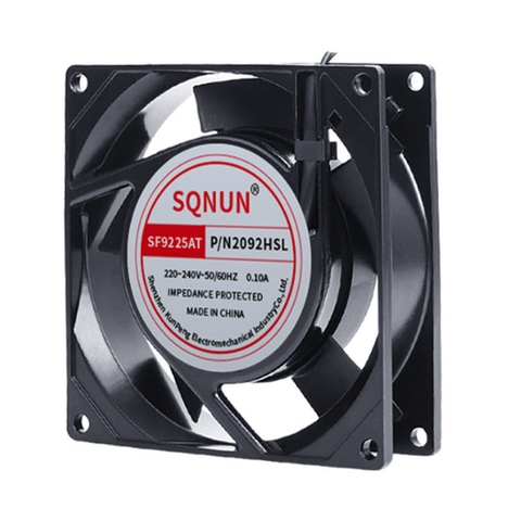 Quạt Tản Nhiệt SuNon 9225 220VCC 9x9x2.5CM Cánh Nhựa Khung Sắt Màu Đen