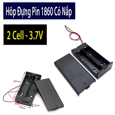 Hộp Đựng Pin 18650 Có Nắp 2 Cell – Vỏ Pin 3.7V Có Dây Kết Nối