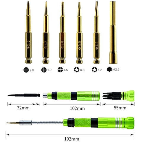 Tua Vít 6 Trong 1 Với Thanh Điều Chỉnh Nối Dài Crôm Vanadi MA888 Nặng 35g Dài 141mm