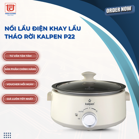 Kalpen Nồi lẩu điện khay lẩu tháo rời P22 - Dung tích 5L