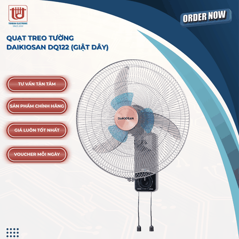 Daikiosan Quạt Treo Tường DQ122 (Giật dây) - Công suất 60W