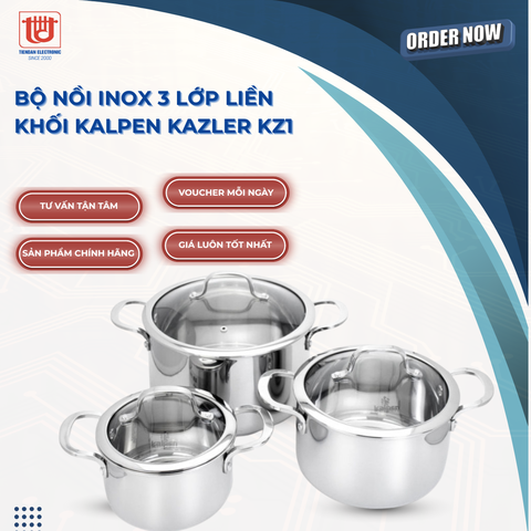 Kalpen Bộ nồi inox 3 lớp liền khối Kazler KZ1