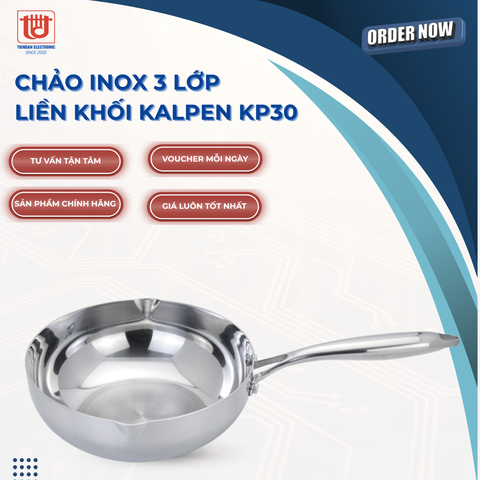 Kalpen Chảo inox 3 lớp liền khối Zenger - Size 20-24-26-28-30cm