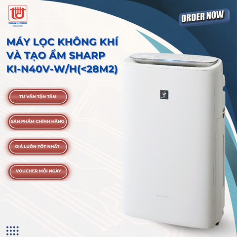 Sharp Máy lọc không khí và tạo ẩm KI-N40V-W/H (28m2)