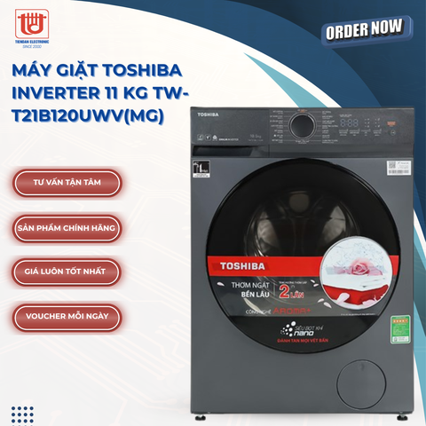 Toshiba Máy Giặt Inverter Cửa Trước TW-T21B120UWV(MG) | Giặt 11kg