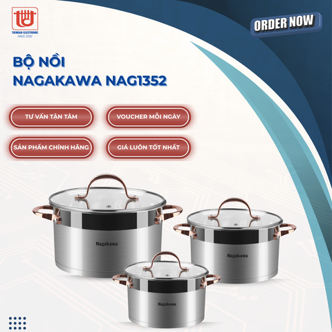 Nagakawa Bộ Nồi Inox 3 Chiếc NAG1352