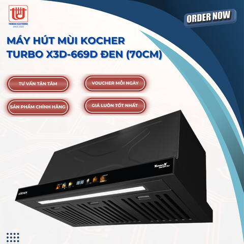 Kocher Máy hút mùi Turbo X3D-669D đen (70cm)