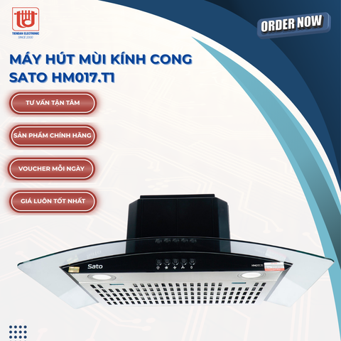 Sato Máy Hút Mùi Nhà Bếp Kính Cong HM017.T1