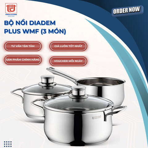 WMF Bộ Nồi 3 Món Diadem Plus Thép Không Gỉ Cromargan