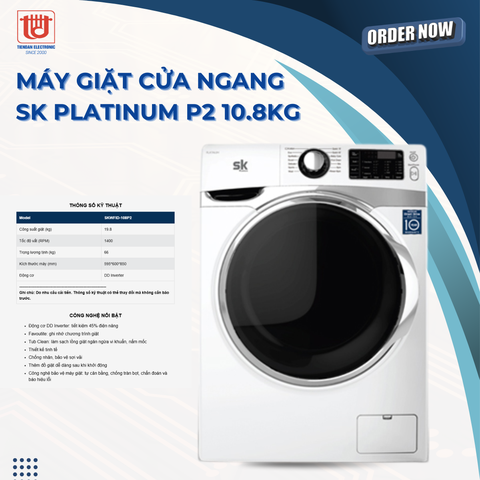 Sumikura Máy giặt cửa ngang Platinum P2 10.8kg SKWFID-108P2-W