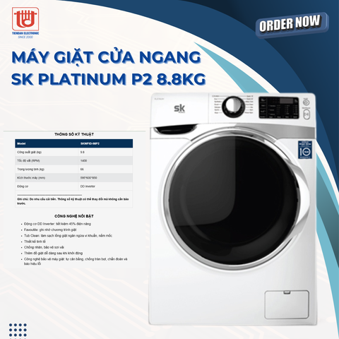 Sumikura Máy giặt cửa ngang Platinum P2 8.8kg SKWFID-88P2-W