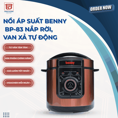 Benny Nồi Áp Suất BP-83 Nắp Rời, Van Xả Tự Động - Dung tích 6L