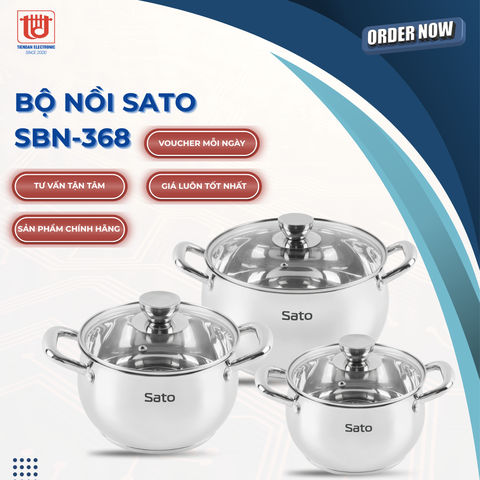Sato Bộ Nồi 3 Chiếc Inox SBN - 368