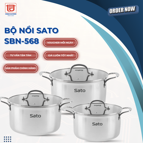 Sato Bộ nồi inox 5 lớp liền khối SBN-568