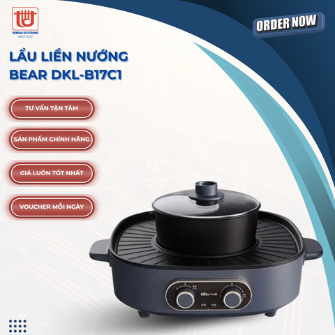 Nồi lẩu kèm nướng Bear DKL-B17C1 - Công suất 1700W
