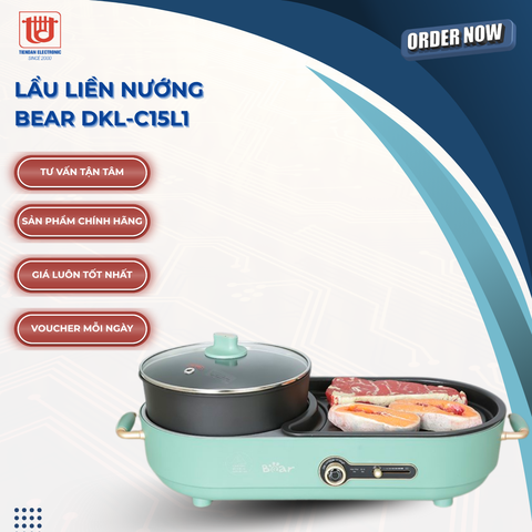 Bếp nướng và lẩu đa năng Bear DKL-C15G1 - Công suất 1600W