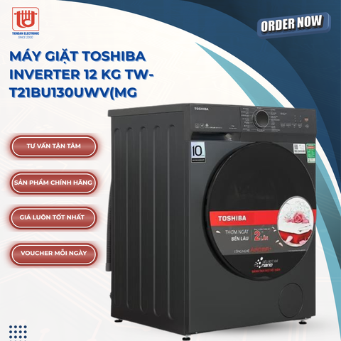 Toshiba Máy Giặt Cửa Trước Inverter TW-T21BU130UWV(MG) | Giặt 12kg