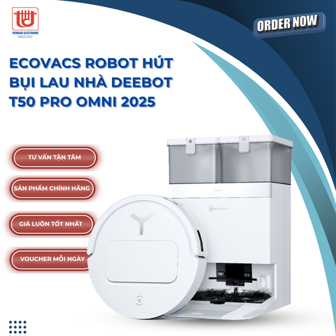 Ecovacs Robot hút bụi lau nhà Deebot T50 Pro Omni 2025