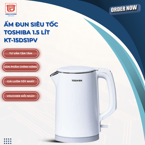 Toshiba Ấm Siêu Tốc Tự Ngắt Khi Không Có Nước KT - 15DS1PV - Dung tích 1.5L
