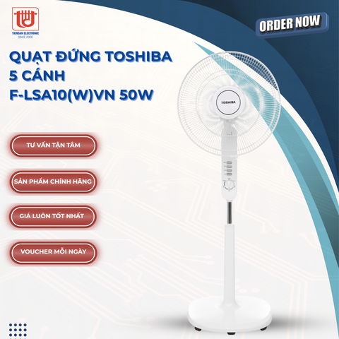 Toshiba Quạt đứng 5 Cánh F-LSA10VN| Trắng, Đen