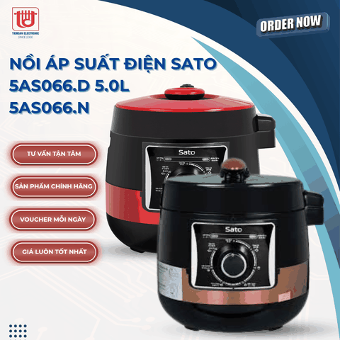 Sato Nồi Áp Suất Điện 5AS066 ( Đỏ/Nâu ) - Dung tích 5L