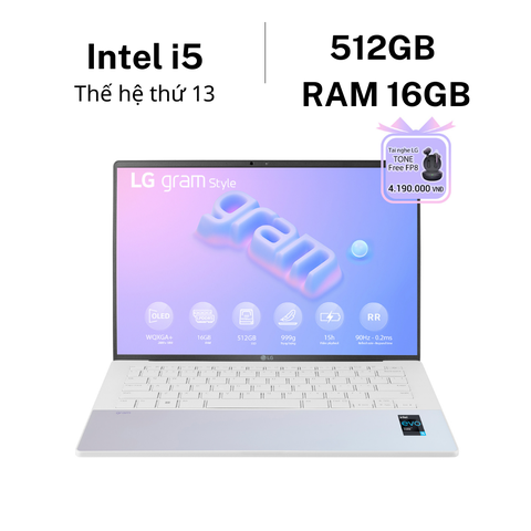 Laptop LG Gram 2023 14Z90RS-G.AH54A5 (Core i5 1340P/ 16GB/ 512GB SSD/ Intel Iris Xe Graphics/ 14.0inch WQXGA/ Windows 11 Home/ White)