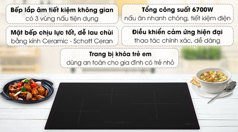 Bếp từ 3 vùng nấu Hafele HC-I773D