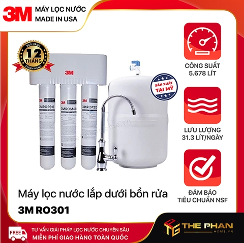 Máy Lọc Nước Lắp Dưới Bồn Rửa Không Dùng Điện 3M RO301