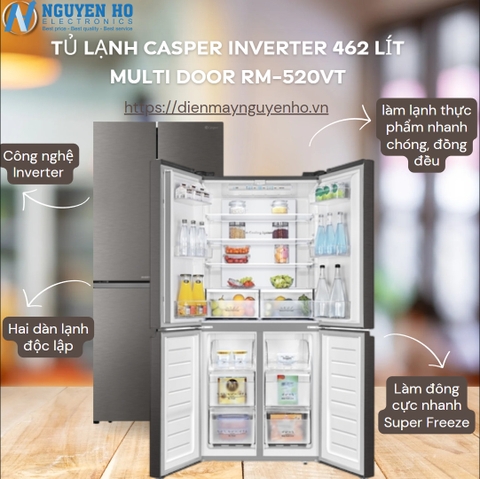 Tủ lạnh Casper Inverter 462 lít Multi Door RM-520VT