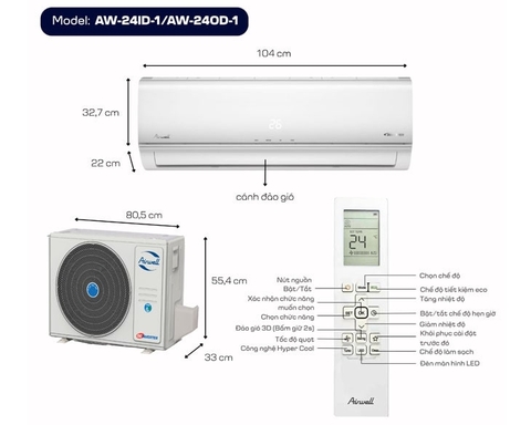 Máy lạnh Airwell Inverter 2HP AW-18ID-1/AW-18OD-1