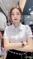 Sơ mi cổ sen kê ren nẹp xinh xắn, điệu đà,hợp dáng  cơ bản UKSM2404013