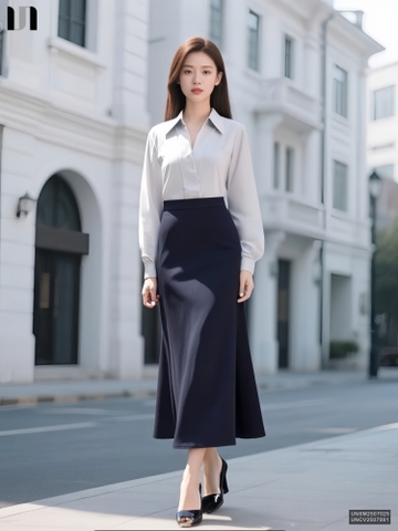 Sơ mi cổ V lá cổ dễ mặc UNSM2507025