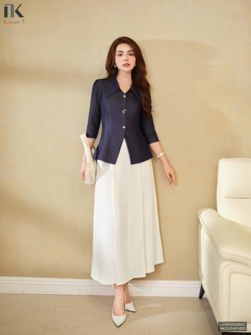 Kí giả demin 3 cúc lá cổ mềm mại mà sang LUAK2509007