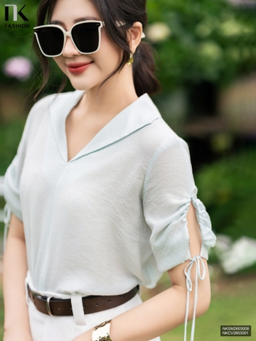 Sơ mi vạt cổ nhún tay, phong cách lạ, điểm nhấn hút NKSM2603008