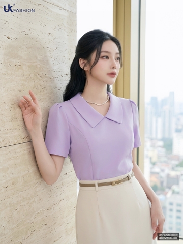 Sơ mi cổ sen 7 mảnh UKSM2606009 ( Áo rời ko kèm CV/QU/PK)