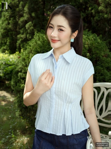Sơ mi cổ đức vai chờm lơ vê nhã nhặn, tôn eo, che khuyết điểm V2 cực tốt NKSM2605020