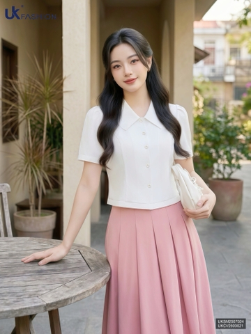 Sơ mi line cúc nẹp cơi túi nhẹ nhàng, đơn giản UKSM2604005