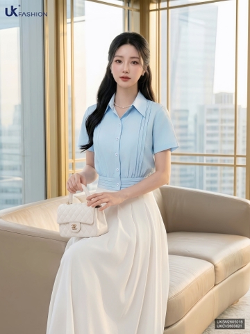 Sơ mi cổ đức mí bo gấu, gọn dáng, thanh lịch UKSM2605018