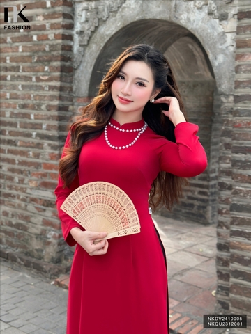 Áo dài lụa truyền thống, thanh lịch, duyên dáng, nhiều màu sắc NKDV2410005 - quần rời NKQU2312001