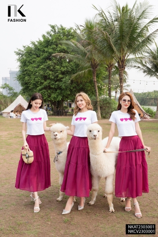 Áo Thun Croptop Ôm Suông Thêu Trái Tim NK - Fashion NKAT2303001