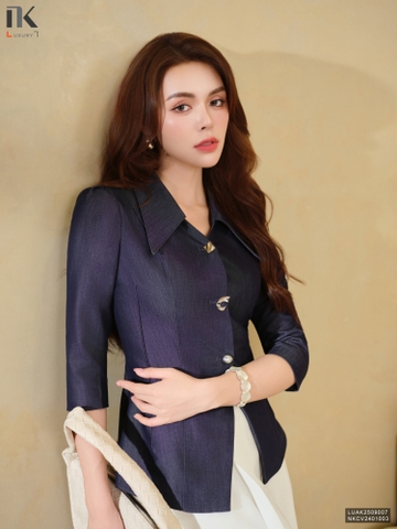 Kí giả demin 3 cúc lá cổ mềm mại mà sang LUAK2509007