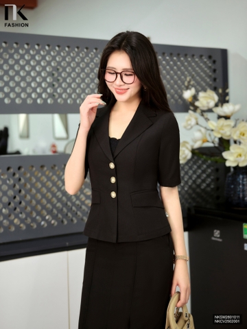 Kí giả cổ ve 3 cúc thanh lịch, gọn gàng NKSM2601011